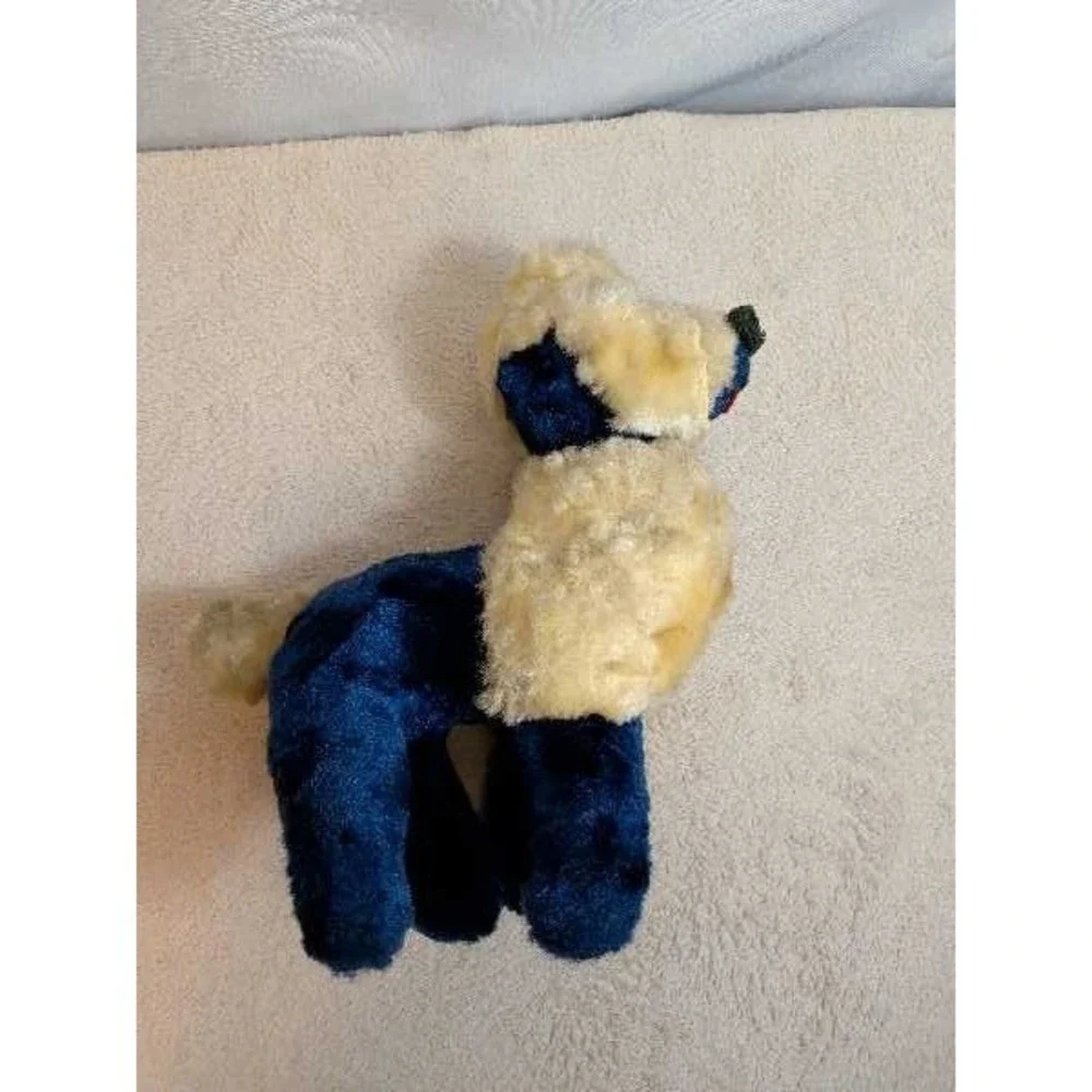 VTG‎ Poodle Plush Stuffed Animal Toy Cream Blue Sparkle Eyes Dog Vintage Plush
